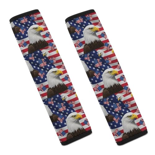 2 Pack Soft Padded Seat Belt Cover for Girls and Boys, All Vehicles, USA Flag Eagle Harness Pads Strap, Anti-Slip Pad - color: Pattern 554