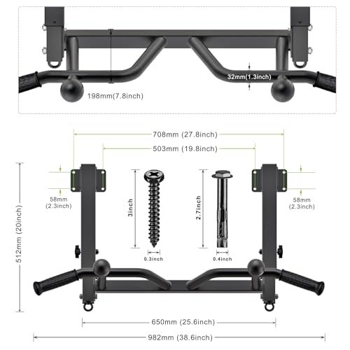 SELEWARE Heavy Duty Welded Pull Up Bar Wall/Joist/Ceiling Mount Chin Up Bar | Multifunctional Pull-up Bars w/Resistance Band Hooks for Home Gym Strength Training, Sturdy Steel Construction Support 500 lb - color: E2: Black Joist Mount Pull Up Bar
