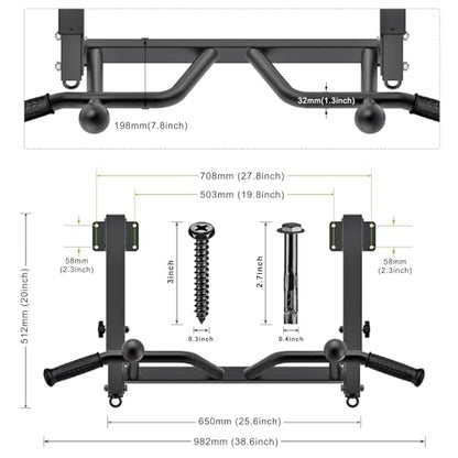 SELEWARE Heavy Duty Welded Pull Up Bar Wall/Joist/Ceiling Mount Chin Up Bar | Multifunctional Pull-up Bars w/Resistance Band Hooks for Home Gym Strength Training, Sturdy Steel Construction Support 500 lb - color: E2: Black Joist Mount Pull Up Bar