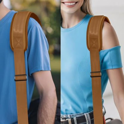 ZINZ 75" Shoulder Strap with Fixed Pad and Dual Balanced Buckles，Khaki - color: Khaki