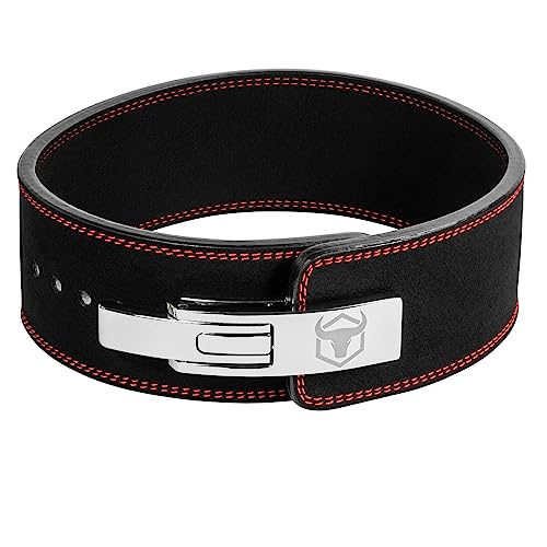 Powerlifting Lever Belt - 10mm / 13mm Weight Lifting Belt (USPA & IPL Approved) for Heavy Weightlifting - Lower Back Leather Support for Deadlifts and Squats - color: 13mm - All Black, size: Large