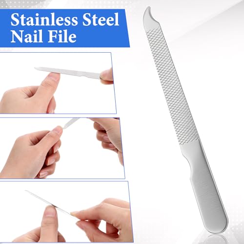 5 PCS Stainless Steel Nail File for Natural Nails 3.6’’ Small Metal Double Sided Nail File with Curved Sharp Pointed Thin Professional Reusable Manicure Pedicure Toenails Tools