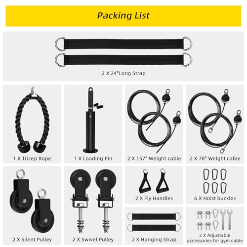 LAT Pulldown Pulley System for Home Gym Cable Machine Pulley Attachment Set Power Cage Weight Lifting Workout Kit