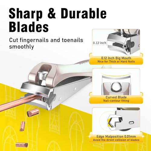 Nail Clipper Set,Premium Stainless Steel Fingernail and Toenail Clipper Cutters with Nail File and Catcher, Sharp Effortless Nail Clippers Tools for Men & Women - size: Gold 2Pcs
