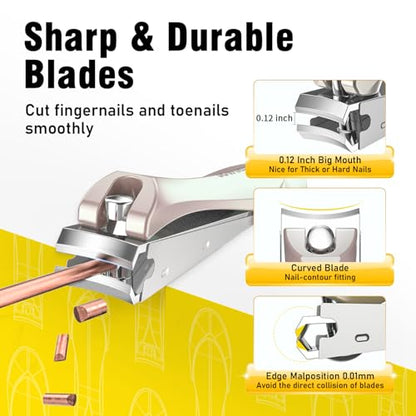 Nail Clipper Set,Premium Stainless Steel Fingernail and Toenail Clipper Cutters with Nail File and Catcher, Sharp Effortless Nail Clippers Tools for Men & Women - size: Gold 2Pcs