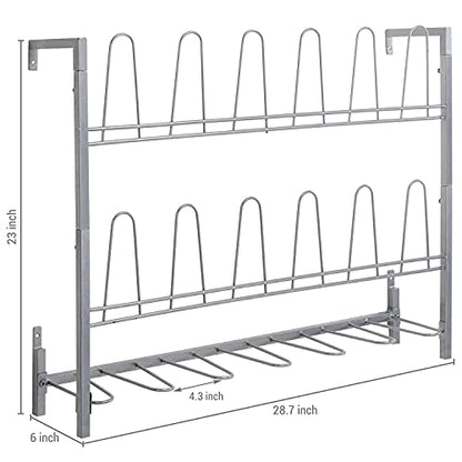 MyGift Premium Silver Metal Hanging Wall Shoe Rack for Walk in Closet, Mudroom and Entryway, Wall Mounted Space Saving Boot and Shoe Rack Organizer, Holds 9 Pairs - color: Silver (3 Tier, 9 Pairs)