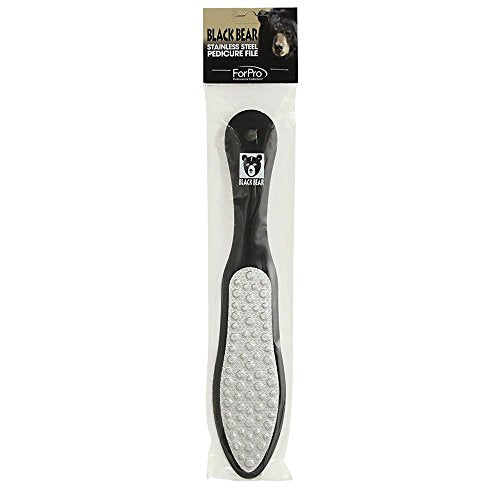 ForPro Black Bear Stainless Steel Pedicure File, Double-Sided | for Shaping & Smoothing Nails, Manicure Nail File, Emery Board, Salon Nail File, Professional Nail File, Nail & Beauty Supply