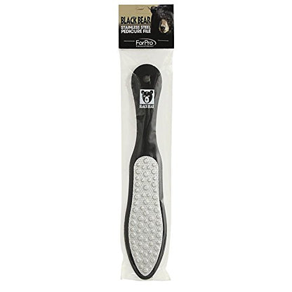 ForPro Black Bear Stainless Steel Pedicure File, Double-Sided | for Shaping & Smoothing Nails, Manicure Nail File, Emery Board, Salon Nail File, Professional Nail File, Nail & Beauty Supply