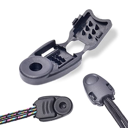 CooBigo 20 Pack Zipper Pull Cord Ends Zipcords Stopper Paracord Parachute Clips Running Shoe lace Elastic Shock Bungee Rope Drawstrings Ends Lock DIY Replacement Plastic Black - color: 20pcs Black
