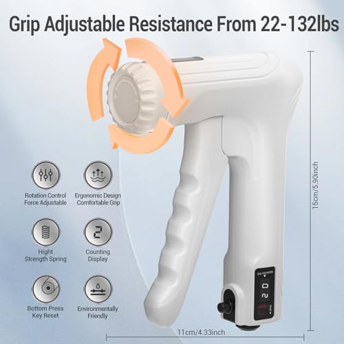 Hand Grips Strengthener, Forearm Strength Trainer- Adjustable Resistance 11-220Lbs Hand gripper with Counting,Finger Exerciser,Hand Extension Exerciser for Muscle Building and Injury Recover Combo Set - color: White Combo Set