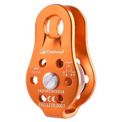 Azarxis Climbing Pulley 26kN Fixed Plate Aluminum Alloy Rope Pulley Small Micro for Rescue Climbing Hauling Zipline Rigging Rappelling Heavy Duty (Orange - 26 kN) - color: Orange