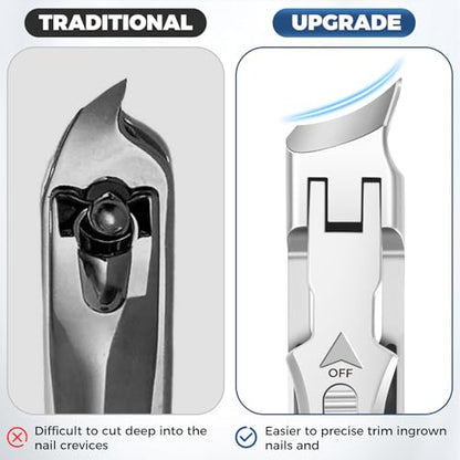 Ingrown Toenail Clippers - Wide Jaw Opening Anti-Splash Slanted Nail Clippers with Catcher, Heavy Duty Ingrown Toenail Clippers Nail Cutters, Ultra Sharp Slanted Nail Clippers with Long Handle - color: Sliver Slanted Nail Clippers
