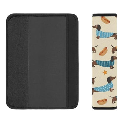 Universal Soft and Comfortable Car Seat Straps Shoulder Pads for Adult Use, Stroller Pushchair High Chair, 2PCS Sausage Dog Dachshund Beige Harness Pads Strap - color: Pattern 35