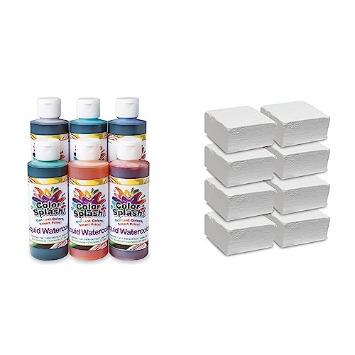S&S Worldwide Color Splash! Liquid Watercolor Paint, 6 Vivid Colors, 8-oz Flip-Top Bottles, for All Watercolor Painting & SPRI Chalk Block, 2oz. Rock Climbing, Bouldering, Weight-Lifting,