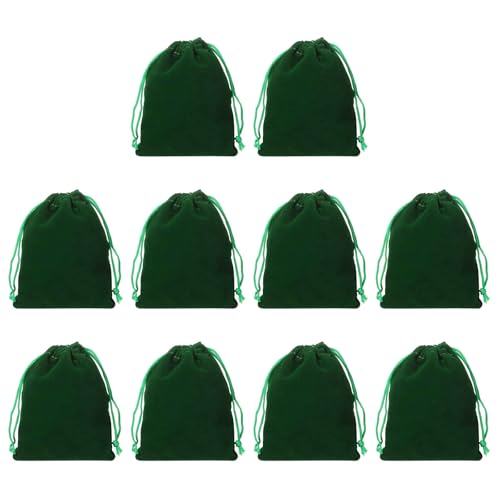 Drawstring Dice Bag 3.54" x 4.72" Durable Flocking Cloth Tarot Card Bag Perfect for Dice Storage & Jewelry & Chess & Cosplay Coin & Board Gaming Accessories (Lake Green, 10pcs) - color: Lake Green, size: 3.54"x4.72"