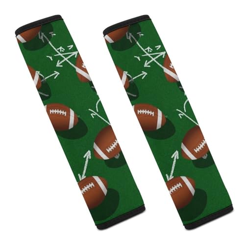 2PCS Soft Padded Car Seat Straps Shoulder Pads for Adult Use, Most Cars, Cool Football Field Realistic Sport Balls Shoulder Protector, Shock Absorption - color: Pattern 1125