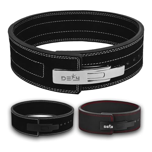 DEFY Weightlifting Lever Belt – 4” Wide Powerlifting Strongman Gym Belt for Men & Women – 10MM Lever Belt for Lower Back Support, Workout, Deadlift & IPF Bodybuilding - color: Black/White, size: Medium