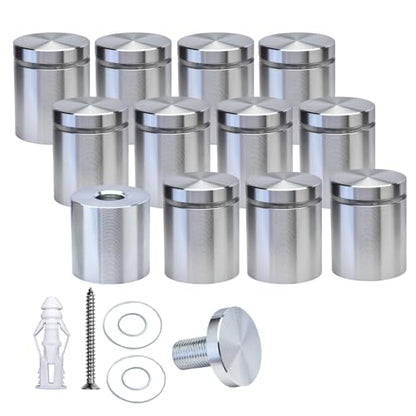 Pack of 12 Aluminum Standoff Screws Wall Sign Standoff Mounting Hardware Standoff Mounts for Acrylic Picture Frame (12, Silver, 1" x 1“) - color: Silver, size: 1" x 1“