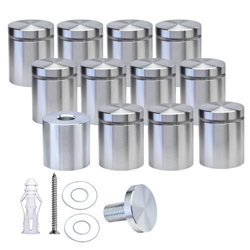 Pack of 12 Aluminum Standoff Screws Wall Sign Standoff Mounting Hardware Standoff Mounts for Acrylic Picture Frame (12, Silver, 1" x 1“) - color: Silver, size: 1" x 1“
