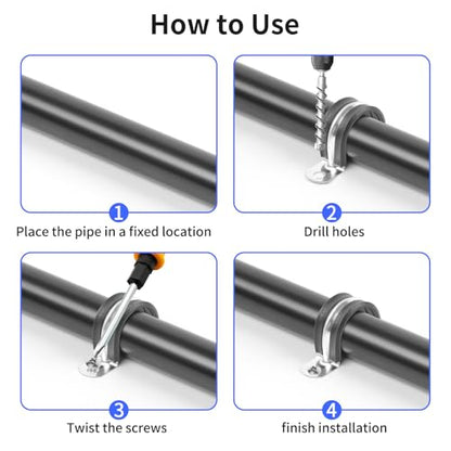 3/4 Inch Reinforced Rigid Pipe Strap, 2 Holes U Bracket Cable Clamp Hanger, Rubber Cushioned Insulated Clamp, Conduits Strap Clamps for Pipe Fixing on Various Surfaces, 10 PCS(20mm) - size: 3/4 inch (10 pcs)