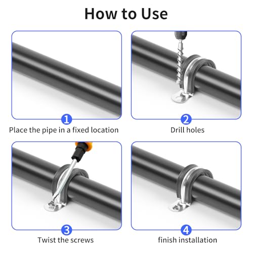 1-1/4 Inch Reinforced Rigid Pipe Strap, 2 Holes U Bracket Cable Clamp Hanger, Rubber Cushioned Insulated Clamp, Conduits Strap Clamps for Pipe Fixing on Various Surfaces, 10 PCS(32 mm) - size: 1-1/4 inch (10 pcs)