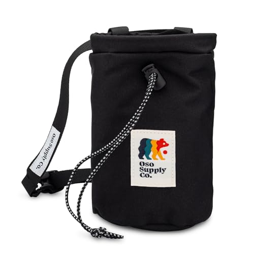 Classic Chalk Bag for Rock Climbing, Bouldering Chalk Bag Bucket with Quick-Clip Belt, Zippered Pockets and Pouch - Perfect Indoor/Outdoor Rock Climbing Gear Equipment - color: Black