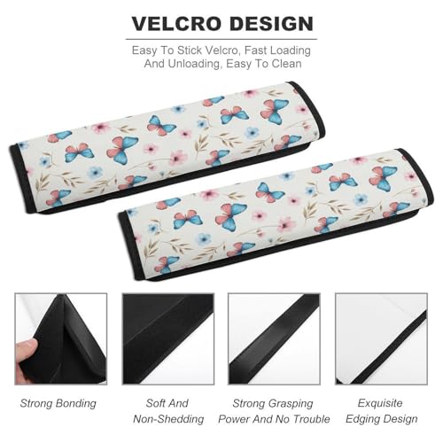 Universal Soft and Comfortable Seat Belt Cover for Adult Use, Stroller Pushchair High Chair, 2 Pack Butterfly Flowers Floral Shoulder Harness Cover - color: Pattern 282