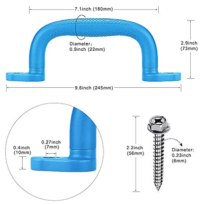 Dolibest 8-Pack Safety Handles for Swing Sets & Playsets - Monkey Bars with Anti-Skid Grip with Finger Indentations, Plastic Grab Handles, Easy Mounting for Climbing Frames, Playhouses, Treehouses - color: Blue-8pcs