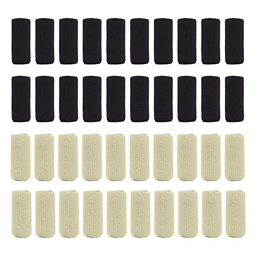 ELANE 40 PCS Finger Sleeves Protectors Thumb Brace Support Elastic Trigger Finger Splints for Relieving Pain, Arthritis,Trigger Finger,Knuckle (Black+Beige) - color: Black+Beige