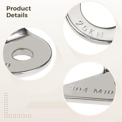 10 Pack Climbing Bolt Hanger 304 Stainless Steel for Rock Climbing, Caving, Mountaineering, 25 kN Strength, Anchor Hardware for Indoor and Outdoor Walls