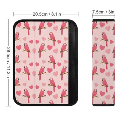 2 Pack Pink Cute Sweet Cartoon Parrots Hearts Car Seat Straps Shoulder Pads Soft Padded Seat Belt Cushion for Kids, All Vehicles, Pressure Relief - color: Pattern 593