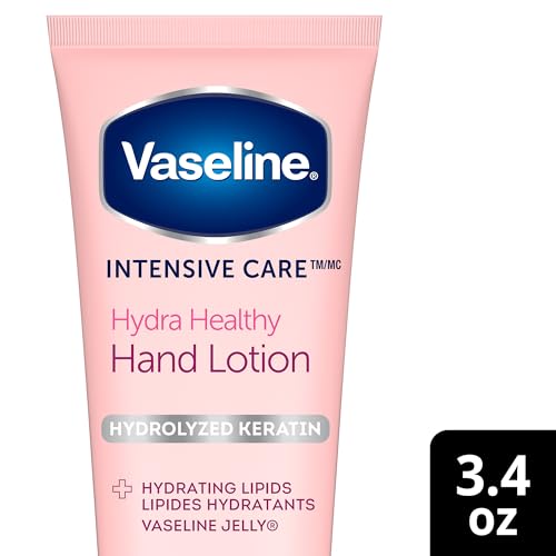 Vaseline Hand Cream 2-Pack – Healthy Hands Stronger Nails with Keratin, 10X Stronger Nails in 2 Weeks, 3.4 Oz Ea