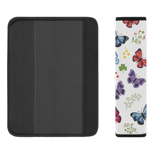 2PCS Watercolor Butterfly Seat Belt Cover Breathable Seat Belt Cushion for Adults and Children, All Vehicles, Comfortable Driving - color: Pattern 837