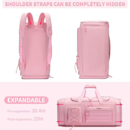 Bosstin Gym Bag for Women & Men,45L Travel Duffle Sports Duffel Bag Gym Weekender Overnight Backpack with Shoe Compartment (3PINK) - color: 3PINK