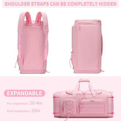Bosstin Gym Bag for Women & Men,45L Travel Duffle Sports Duffel Bag Gym Weekender Overnight Backpack with Shoe Compartment (3PINK) - color: 3PINK