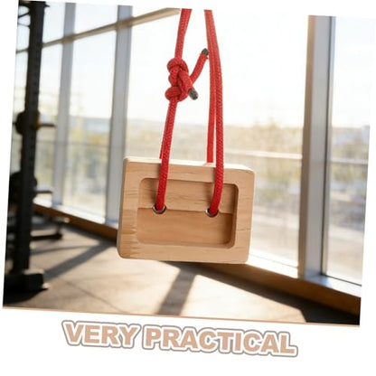 HANABASS Portable Simulated Finger Strength Training Wooden Rock Climbing Fingerboard Training Board with Khaki Color and Fitness Routines 2pcs Set for Climbers