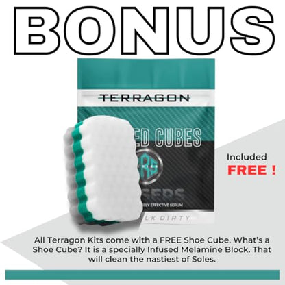 Terragon Kinetic Cleanse Shoe Cleaning Kit with Electric Shoe Cleaner Brush - Hyper Cleanse Remove Tough Stains from Leather, Nubuck, Fabric Shoes - Bonus Shoe Cube for Soles, Color-safe, Solvent-free
