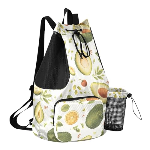 GuoChe Drawstring Backpacks Gym Swim Bag With Inside Pockets Pull String Bag Waterproof Cute Avocado White - color: Cute Avocado White