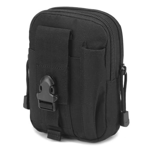 TRIWONDER Tactical Phone Pouch Molle, Smartphone Holster Bag EDC Utility Cellphone Lock Card Holder Organizer Fit for Waist Belt Case - color: 04 Black