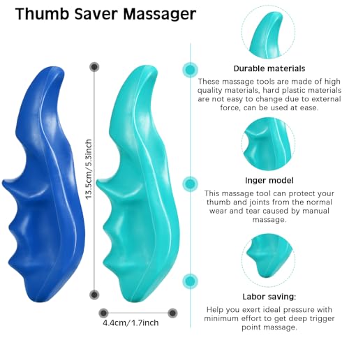 Nuanchu 2 Pcs Blue and Green Thumb Saver Massage Tool Deep Tissue Massager for Pressure Reflexology Professional Neck Shoulder Back Foot Stress Relief - color: Blue, Green