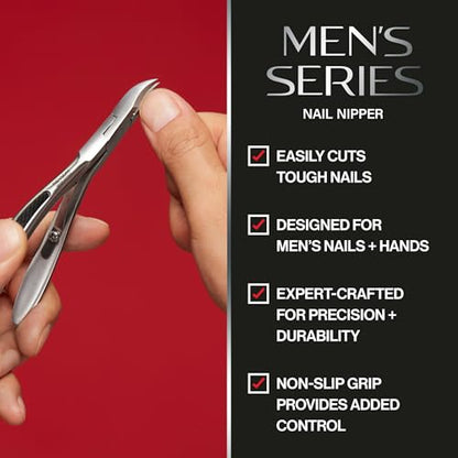Revlon Nail Clipper for Men, Durable for Tough Fingernail and Toenail Trimming, Ergonomic No-Slip Grip Handle, Stainless Steel, 1 count