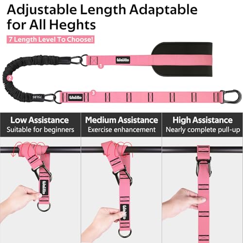 Pull Up Assistance Bands Set, Heavy Duty Adjustable Pull Up Assist Band with Feet Rest, Strength Training Bands for Home Gym Fitness, Pull-Up Bar, Calisthenics and Body Stretching - color: Pink