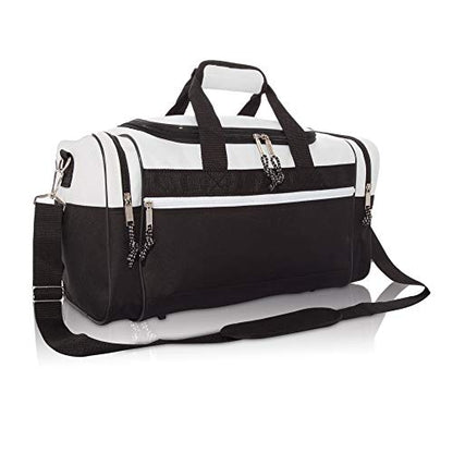 DALIX 17" Blank Duffle Bag Duffel Bag Travel Size Sports Durable Gym Bag - color: White