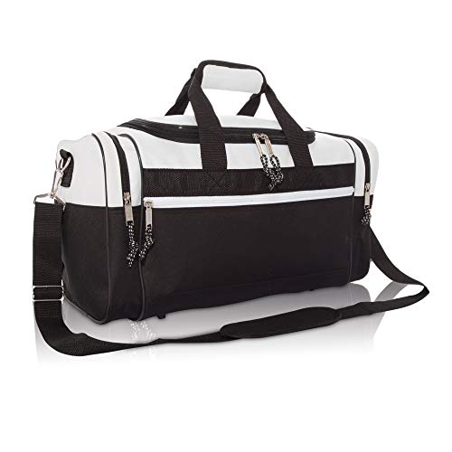 DALIX 17" Blank Duffle Bag Duffel Bag Travel Size Sports Durable Gym Bag - color: White