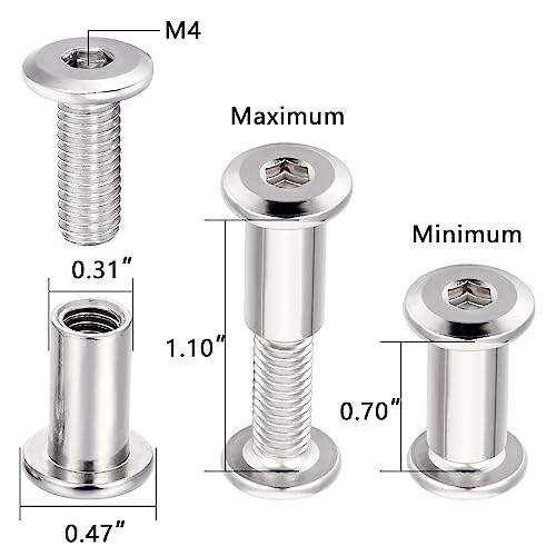 100 Sets Silver M6x15mm Furniture Bolts Metric Hex Screw Bit Set Metal Deck Screws for Furniture Screw Socket Cover Wood Socket Cap Bolt Kit - size: M6x15mm