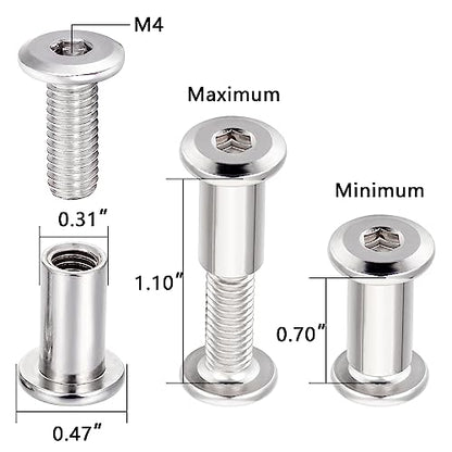 100 Sets Silver M6x15mm Furniture Bolts Metric Hex Screw Bit Set Metal Deck Screws for Furniture Screw Socket Cover Wood Socket Cap Bolt Kit - size: M6x15mm