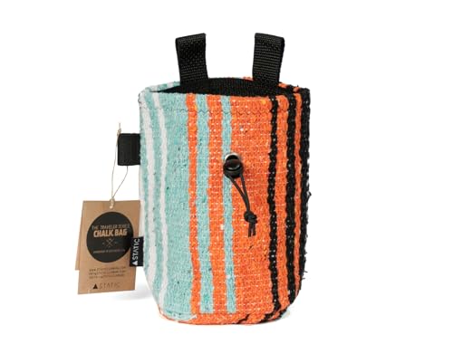 Static Chalk Bag | Traveler Series | Chalk Bag for Rock Climbing Bouldering - color: Orange/Mint
