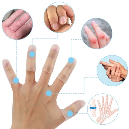 WY LIGHTING LEVEL Gel Finger Cots, 10 PCS Gel Finger Protectors Finger Caps Silicone Fingertips Protection (Clear, Nude, 5 Pairs) - color: Clear, Nude, 5 Pairs