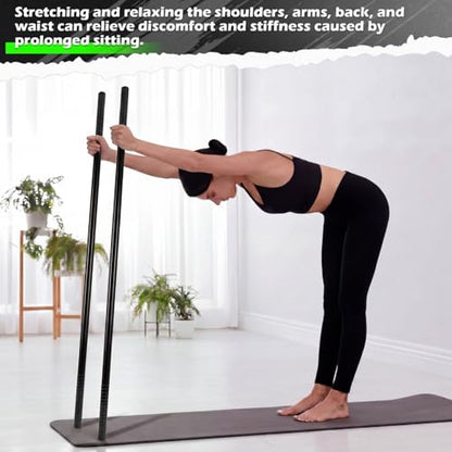 Sanwuta Yoga Stick 5.2ft Plastic Exercise Stick for Mobility and Flexibility Adjustable Exercise Equipment for Stretching Balance Posture Corrector Stiffness Relief