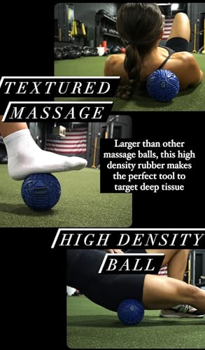 Large Trigger Point Massage Ball - 4.75 Inch Hard Rubber Therapy Ball for Myofascial Massage - Deep Tissue Massager for Myofascial Release (Also for Exercise and Pressure Point Recovery) - color: Blue (Large)